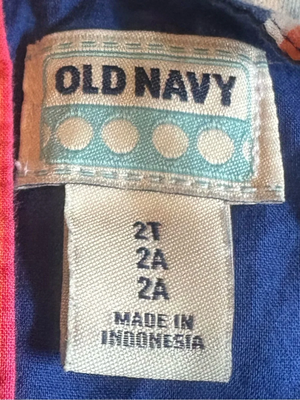 Old Navy Navy Blue Dress with Pink and Orange Stripes